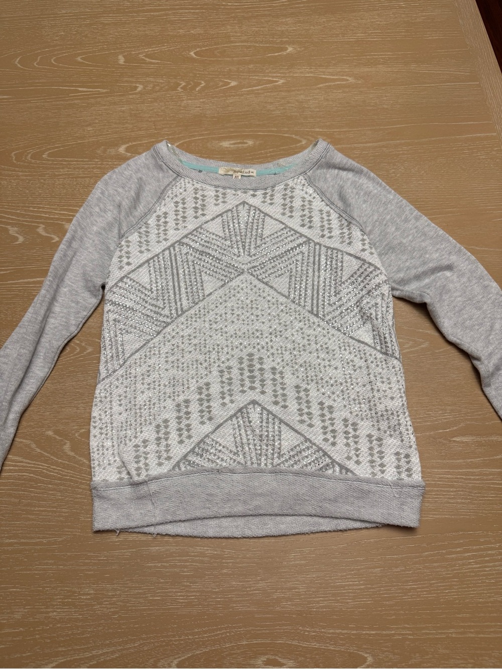 Rewind Light Gray Patterned Crewneck Sweater